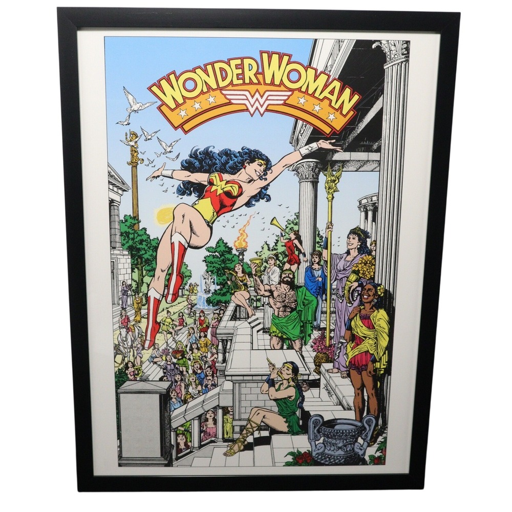 DC Comics Poster Framed Wonder Woman Themyscira George Perez Art #